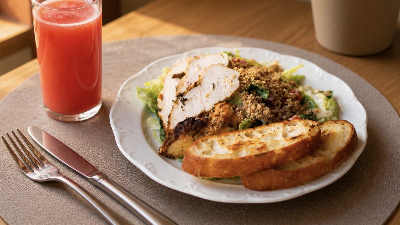 Caesar Salat mit Hähnchen – Frühstück im ERET Café Mülheim