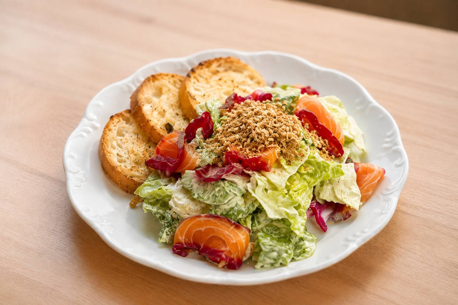 Ceasar-Salat mit Lachs – Frühstück im ERET Café Mülheim